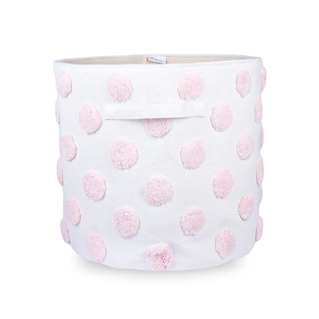 PomPom Extra-Large Round Pink Toy Storage Basket
