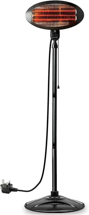 Portable Patio Electric Heater, Indoor and Outdoor, Raised and Lowered, 500W/1000W/1500W, Quiet, Automatic Power off (Black)