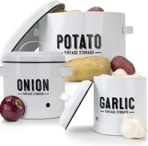 Potato Storage For Pantry, Canister Sets for the Kitchen Counter, Potatoes Storage, White