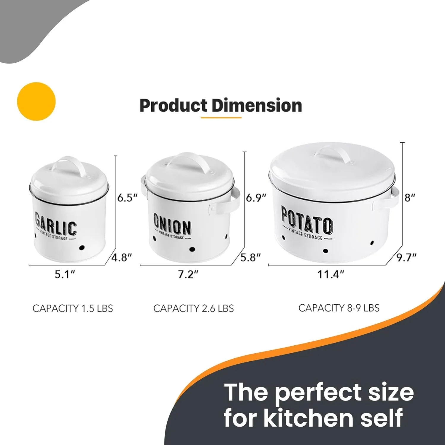 Potato Storage For Pantry, Canister Sets for the Kitchen Counter, Potatoes Storage, White
