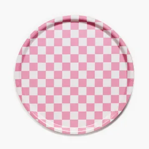 Raspberry / Cream CHECKER Round Serving Tray - 38 cm