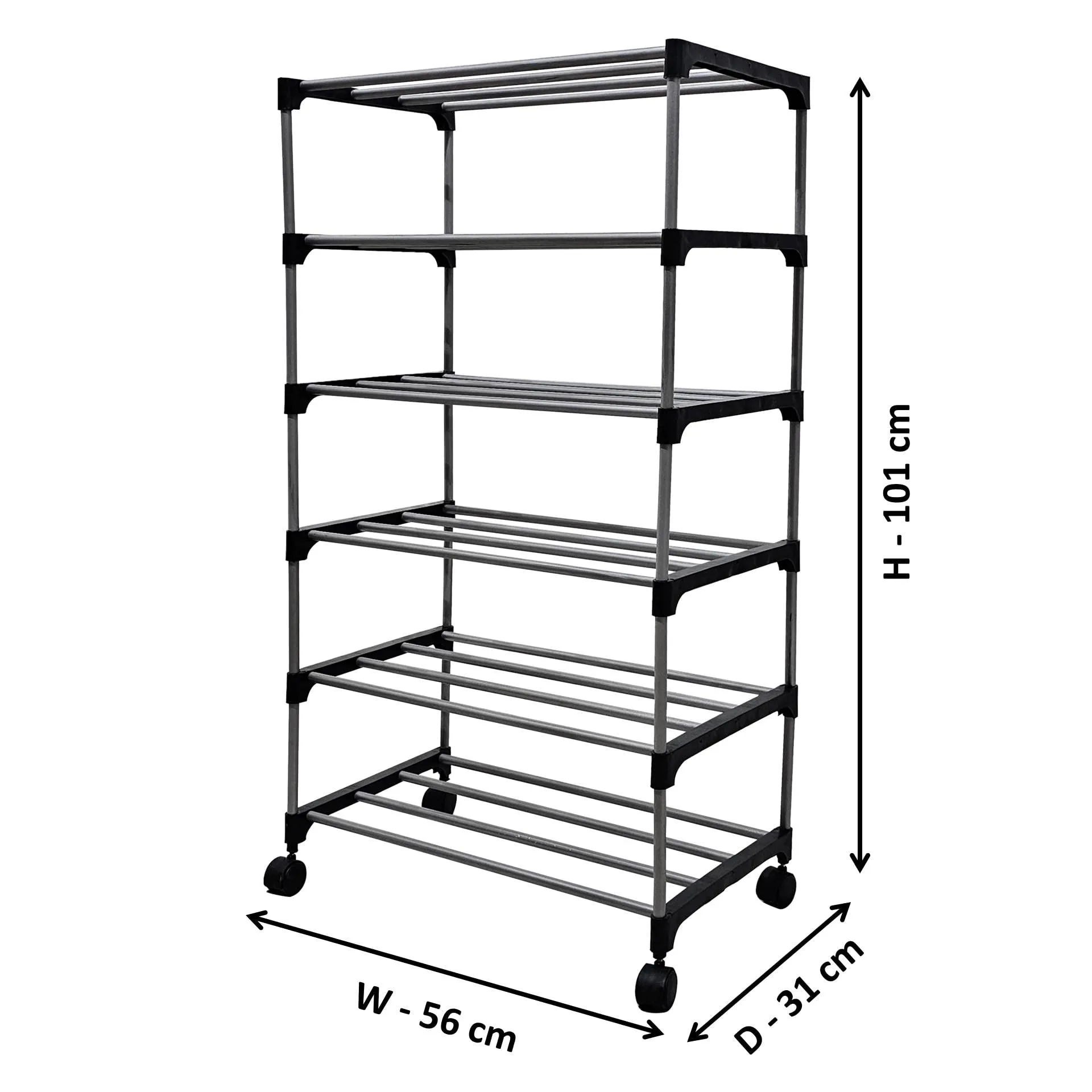 Raxon World 6 Layer Open Shoe Rack, Black