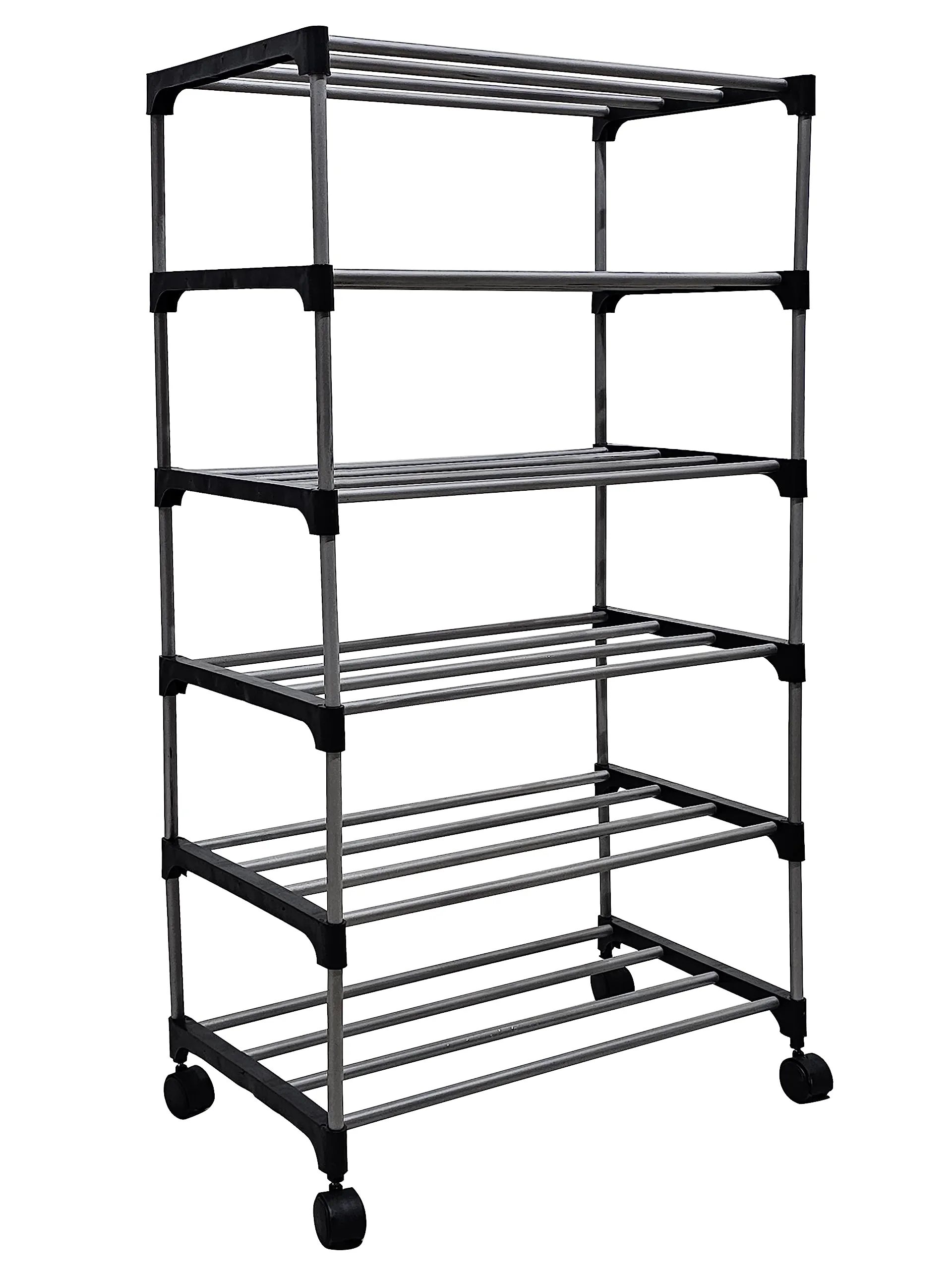 Raxon World 6 Layer Open Shoe Rack, Black