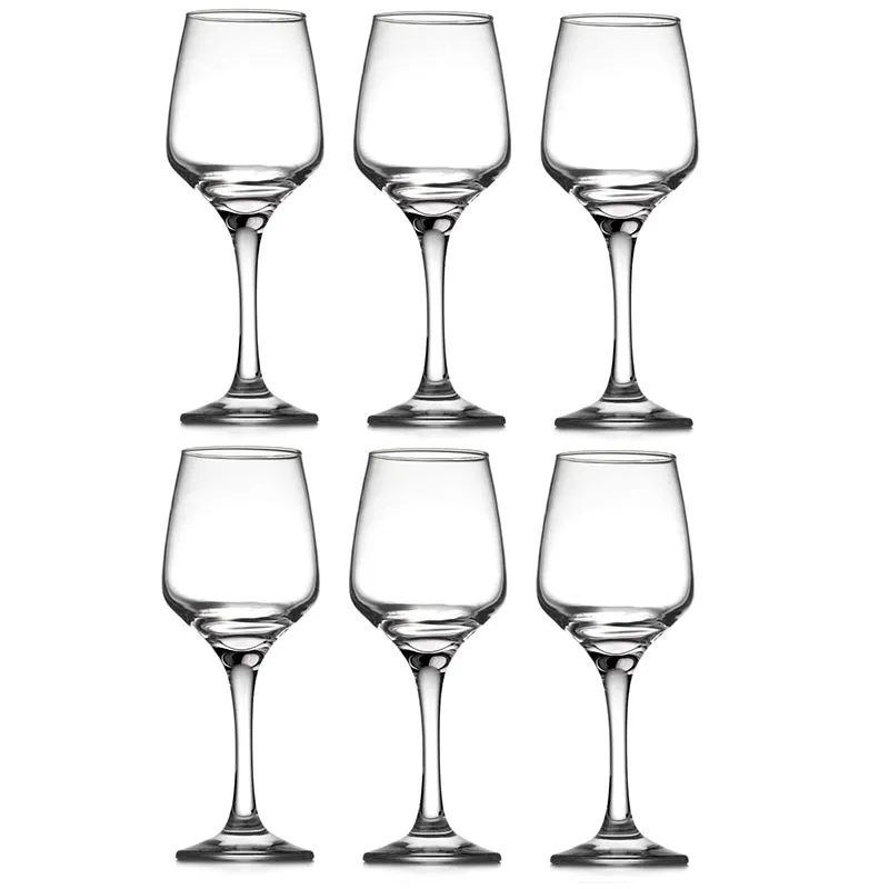 Red Modern Wine and Champagne Glasses Clear Crystal Drinkware | Set of 6 | 3 x 9 inches | 435ml