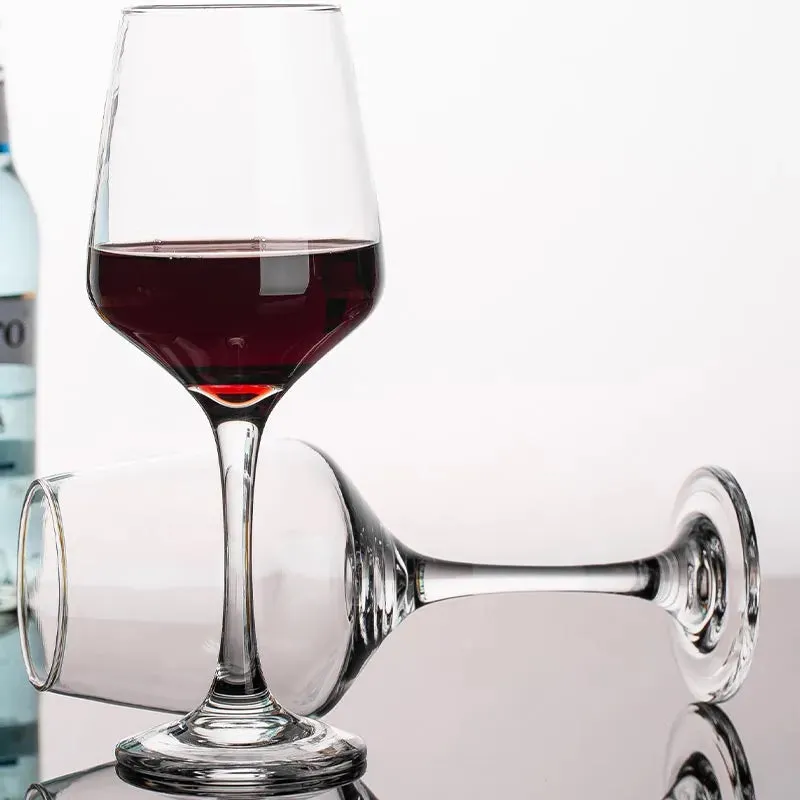Red Modern Wine and Champagne Glasses Clear Crystal Drinkware | Set of 6 | 3 x 9 inches | 435ml