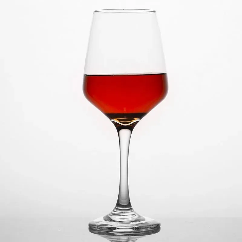 Red Modern Wine and Champagne Glasses Clear Crystal Drinkware | Set of 6 | 3 x 9 inches | 435ml