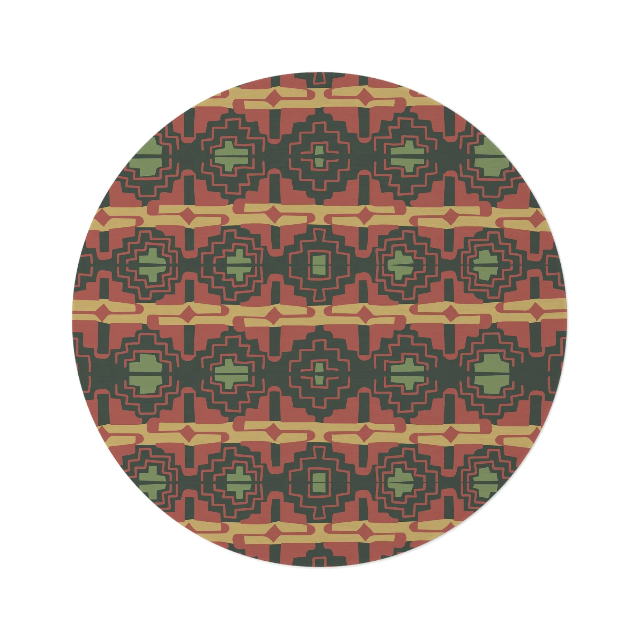 Round Rug Southwestern Rio Valley Groove Print, One Size