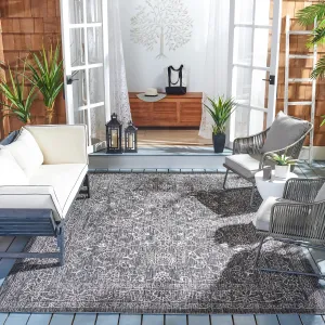 SAFAVIEH Courtyard Collection Area Rug - 9' x 12', Black & Ivory, Non-Shedding & Easy Care, Indoor/Outdoor & Washable-Ideal for Patio, Backyard, Mudroom (CY8680-36621)
