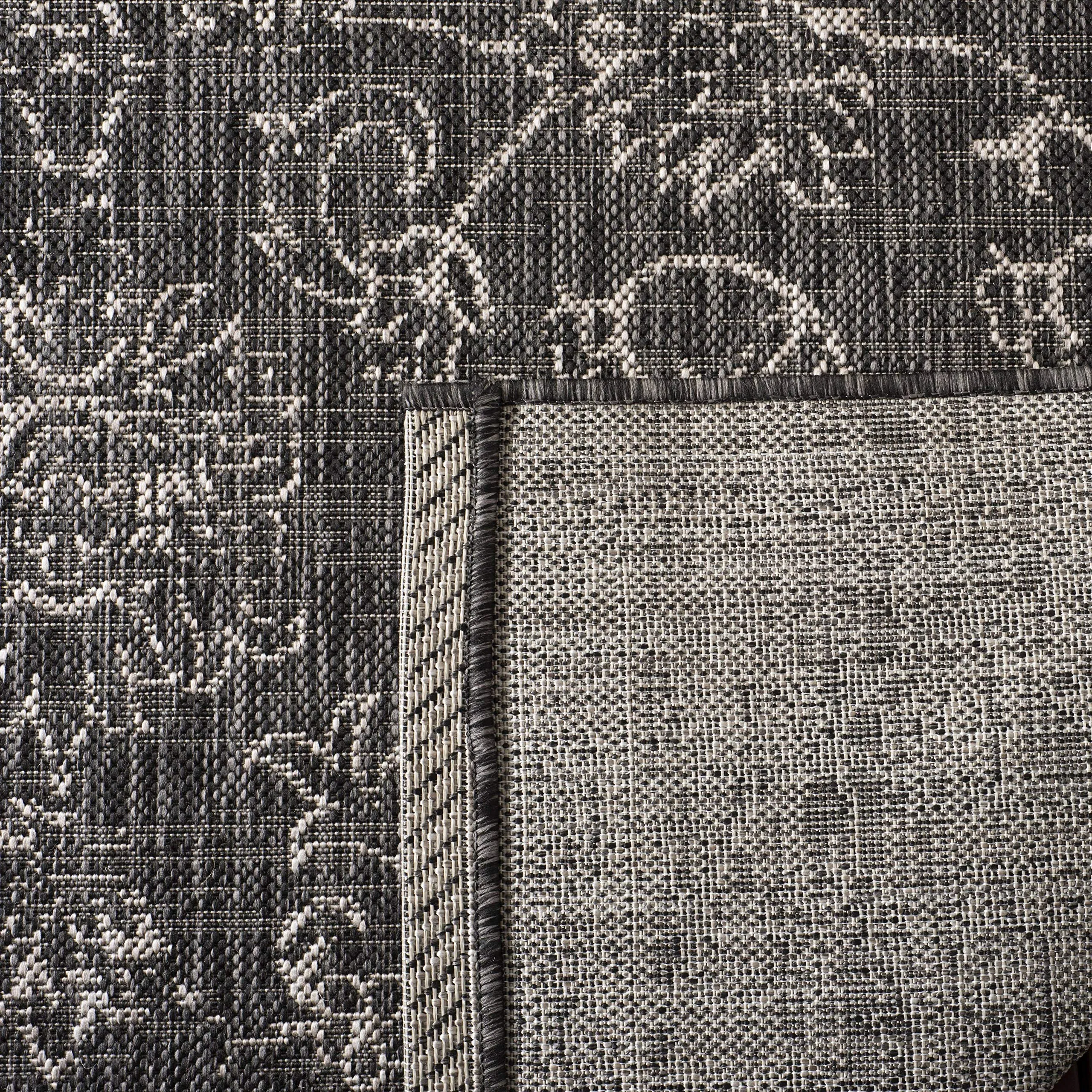 SAFAVIEH Courtyard Collection Area Rug - 9' x 12', Black & Ivory, Non-Shedding & Easy Care, Indoor/Outdoor & Washable-Ideal for Patio, Backyard, Mudroom (CY8680-36621)