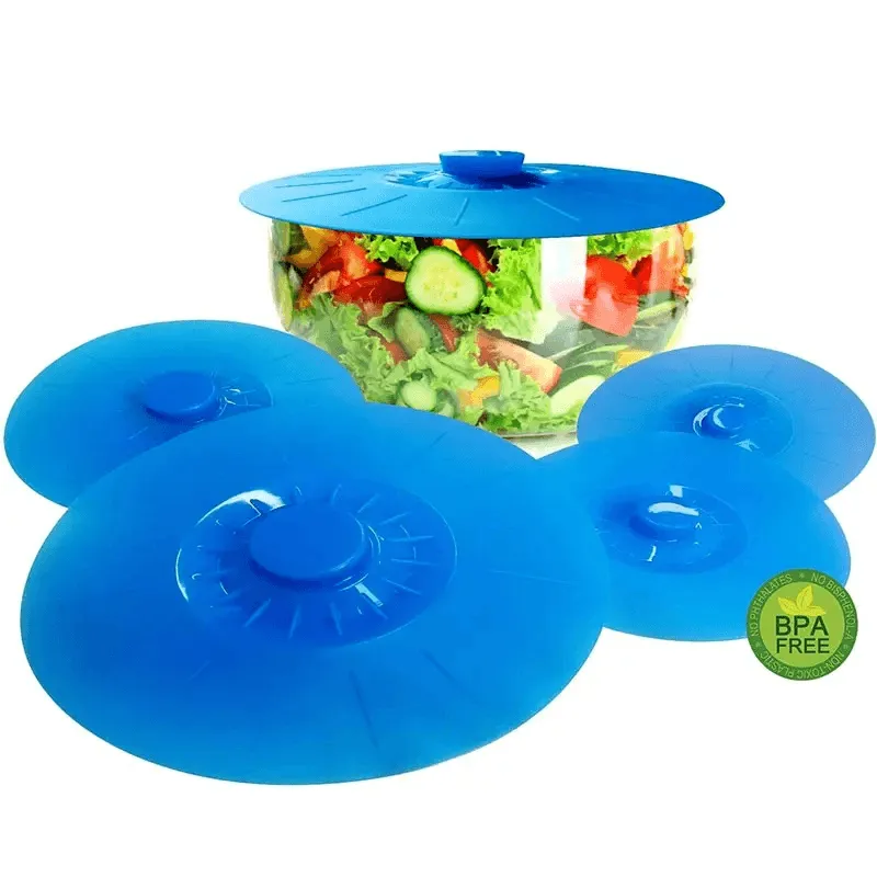 Set Of 5 Multifunctional Food Preservation Silicone Lids AMP-SIL3 BLUE