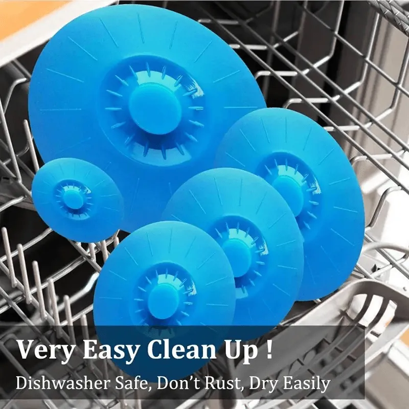 Set Of 5 Multifunctional Food Preservation Silicone Lids AMP-SIL3 BLUE