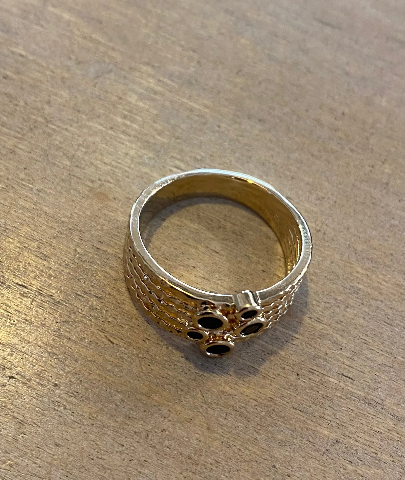 Some 18k Gold Plated Multi Layer Onyx Ring 216