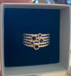 Some 18k Gold Plated Multi Layer Onyx Ring 216