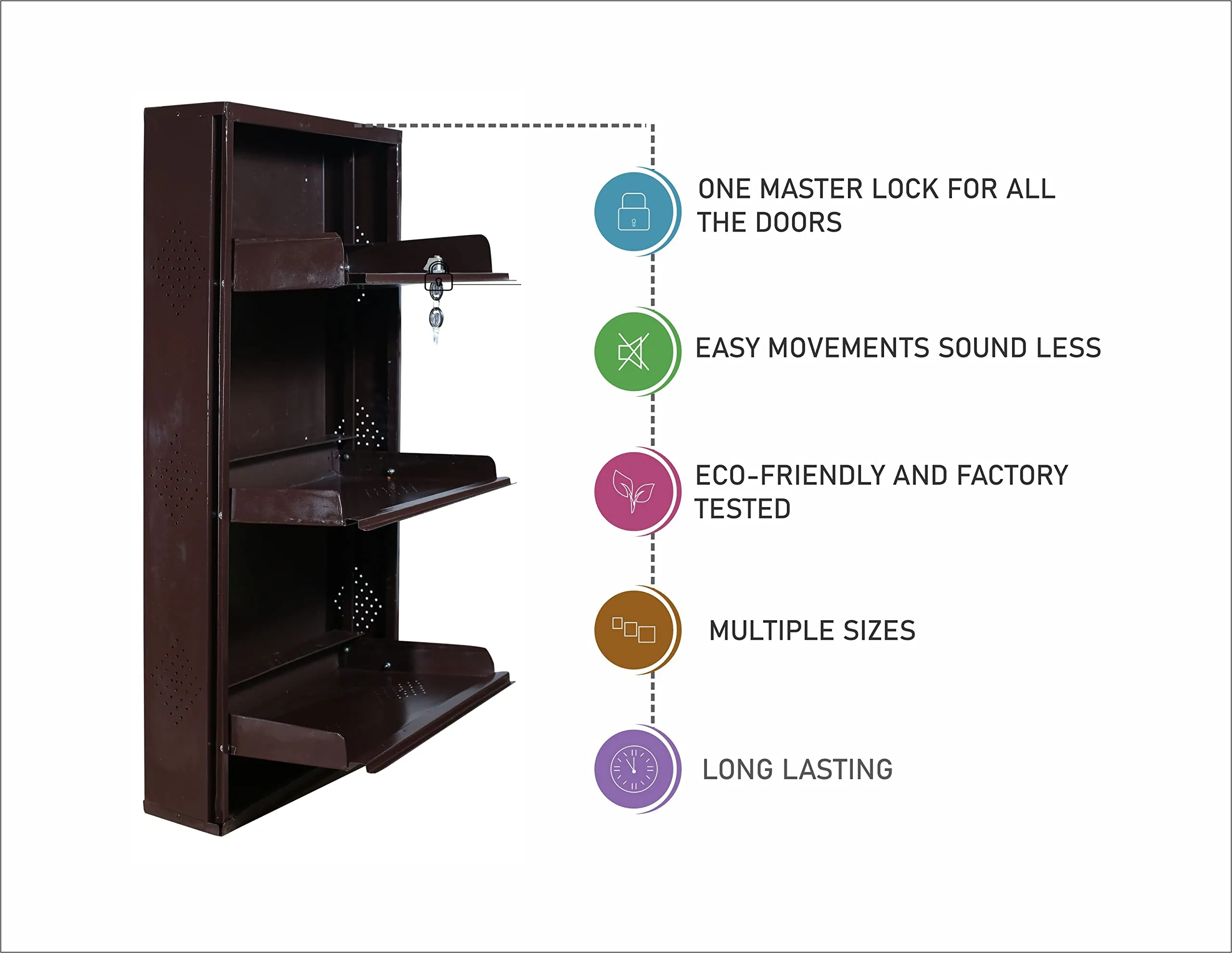 SS Steel Furniture� | Metal Shoe Rack | Wall Mounted Shoe Organiser | Shoe Rack for Home/Office (3 Door 20 Inch, Brown)