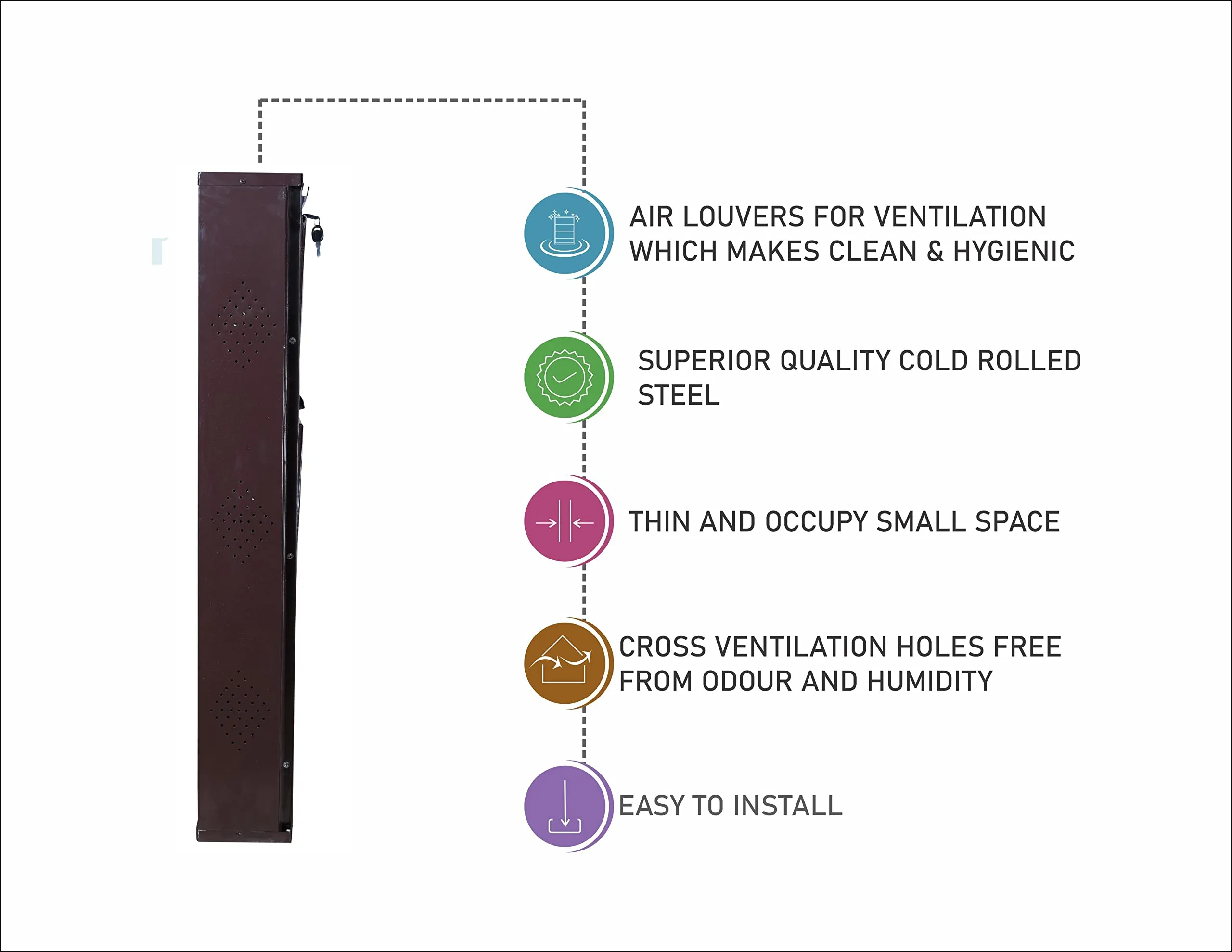 SS Steel Furniture� | Metal Shoe Rack | Wall Mounted Shoe Organiser | Shoe Rack for Home/Office (3 Door 20 Inch, Brown)