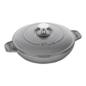 Staub Cast Iron Round Covered Dish Baking, 7.9-in, Graphite Grey