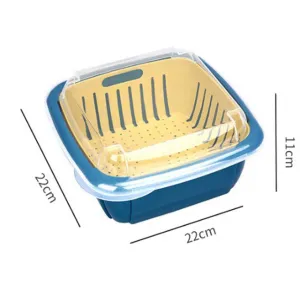 Strainer Basket Double Drain Basket Washing Kitchen Refrigerator Strainer Vegetable Fruit Storage Dry Storage Double-Layer Sink Filter Shelf kitchen