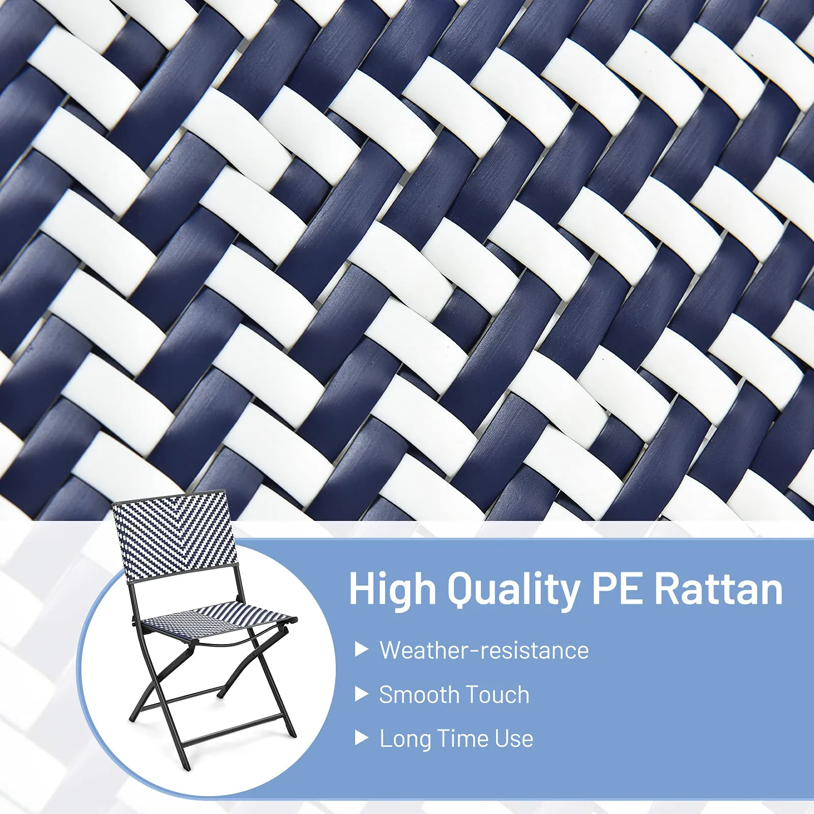 Tangkula 4-Piece Patio Dining Chairs, Outdoor PE Wicker Folding Chairs with Rustproof Frame