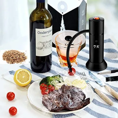 TMKEFFC Smoking Gun Portable Smoker Infuser, Handheld Cocktail Smoke Food Smoker for Meat, Sous Vide, Drinks, Cheese, Cup Cover and Wood Chips Included, Black