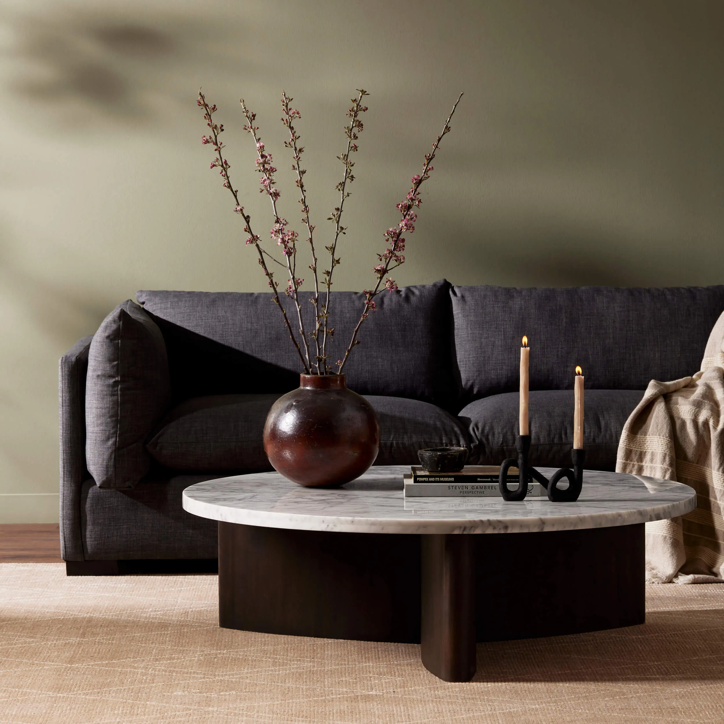 Toli Coffee Table, Italian White/Smoked Black