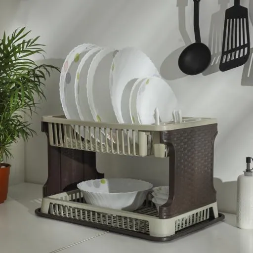 Tuffex Plastic Lace Dish Drainer 2-Tier Layer Display Box