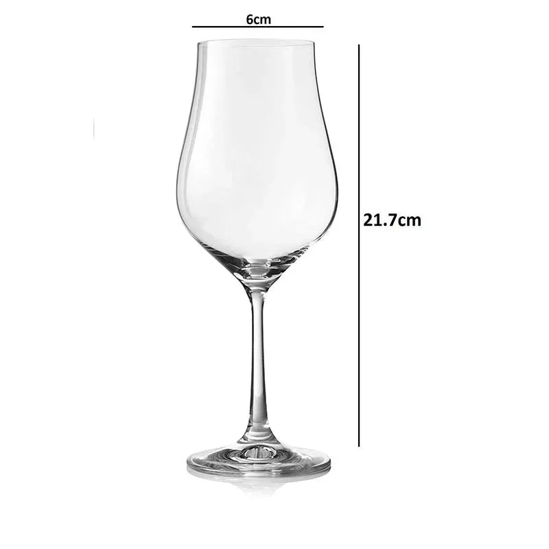 Tulipia Wine Glass Clear Bohemia Crystal Glassware | Set of 6 | 2 x 9 inches | 350ml