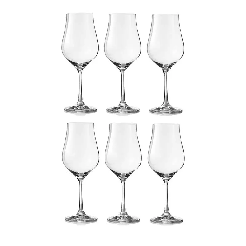 Tulipia Wine Glass Clear Bohemia Crystal Glassware | Set of 6 | 2 x 9 inches | 350ml