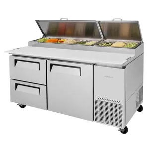 Turbo Air TPR-67SD-D2-N 67" Solid Door Pizza Prep Table Unit