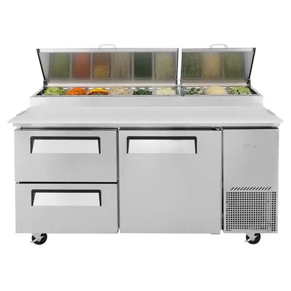 Turbo Air TPR-67SD-D2-N 67" Solid Door Pizza Prep Table Unit