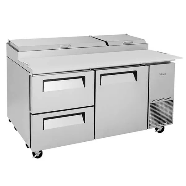Turbo Air TPR-67SD-D2-N 67" Solid Door Pizza Prep Table Unit