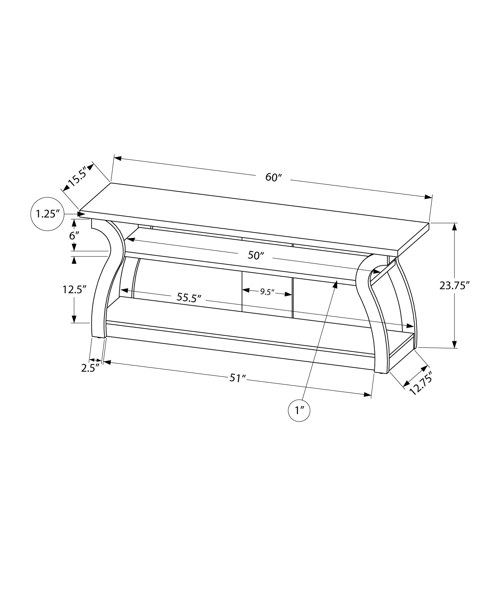 Tv Stand - 60"L / White