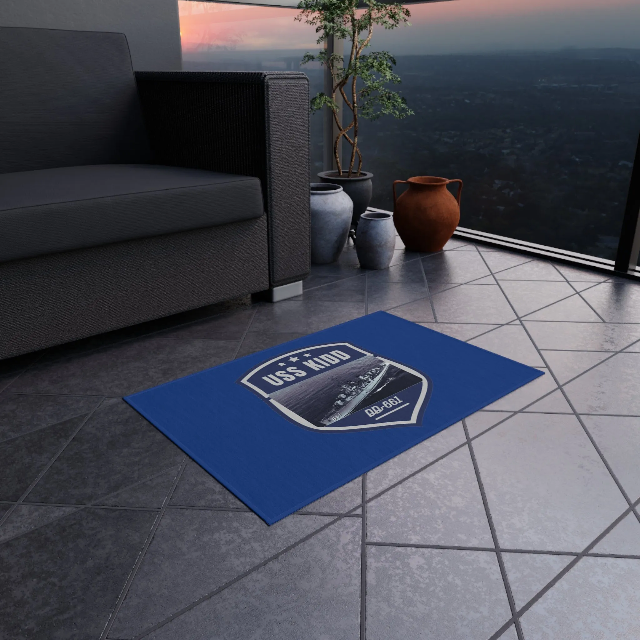 uss kidd DD-661 United States Ships POD Outdoor Rug