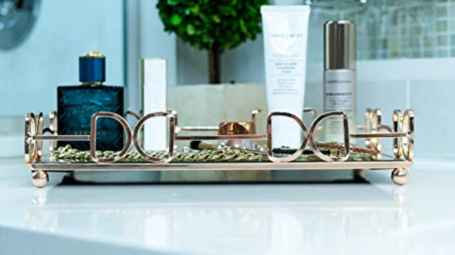 Vanity Mirror Tray -Centerpiece Gold Mirror