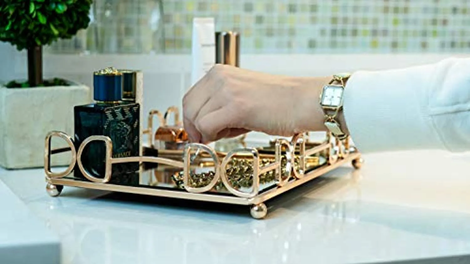 Vanity Mirror Tray -Centerpiece Gold Mirror