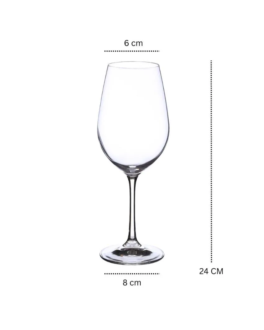 Viola Wine Glass Clear Bohemia Crystal Drinkware | Set of 6 | 2 x 9 inches | 450ml