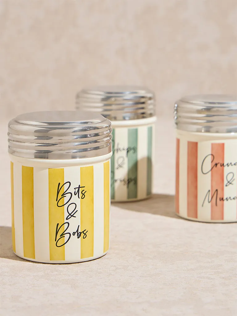 Westside Home Multicolour Stripe Printed Munchies Jar (Set of 3)