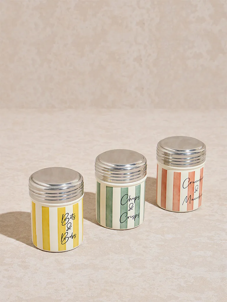 Westside Home Multicolour Stripe Printed Munchies Jar (Set of 3)
